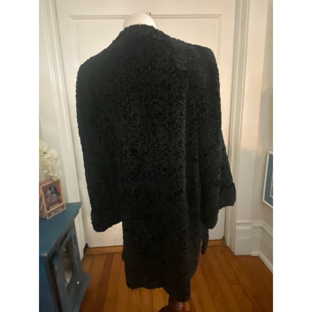 50 VTG Black Persian Lamb Fur Coat luxury old money rockabilly - Picture 11 of 12